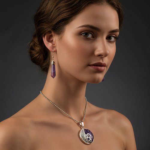 Moon & Star Amethyst Jewelry Set